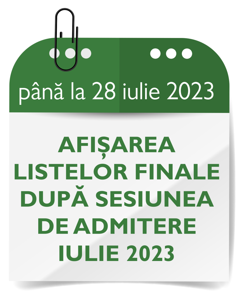imagine calendar afișarea listelor finale după sesiunea de admitere iulie 2023