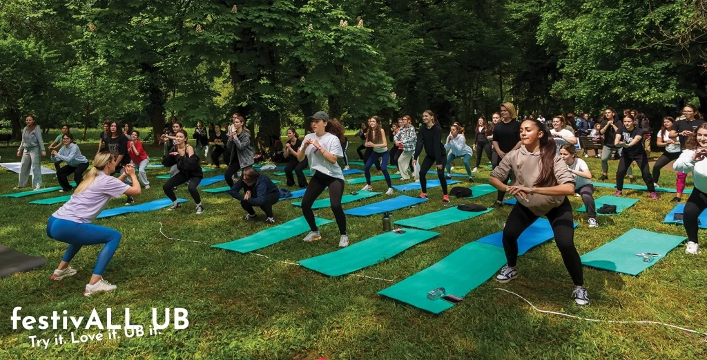Ne mișcăm cu vibe bun la festivALL UB 2.0! Pe 8 și 9 mai 2026, te așteptăm cu sesiuni de aerobic și yoga în Grădina Botanică „Dimitrie Brandza”